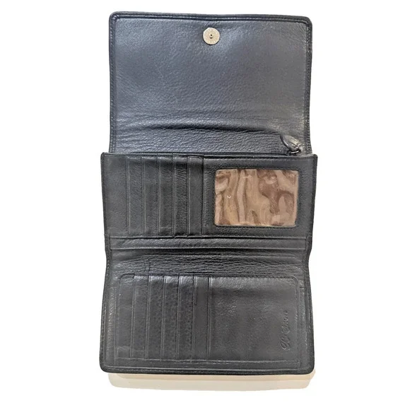 Brighton Wallet Womens Leather Snap Closure Braided Trim Medallion Organizer - Picture 3 of 8